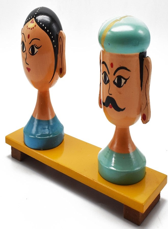 justhandmade Traditional Boy and Girl Doll | Wooden Pair Dolls | Girl Boy Dolls |Wooden Dolls | Golu Bommai (Blue) - Image 3